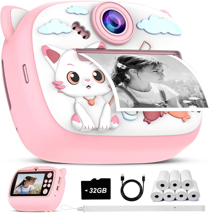 7SHAAARKS Kids Instant Print Camera-M2 | Inspire Kids to Explore & Createwith 2.4" Screen, 24MP Photo & 1080P Video, for Ages 3-12, with 32GB Card & 7 Paper Rolls, Monochrome Thermal Printing - Image 1